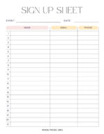 Free Printable Sign Up And Sign In Sheet Templates