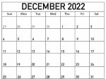 Free Blank December 2022 Calendar Template Printable