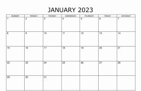 Blank January 2023 Calendar Template