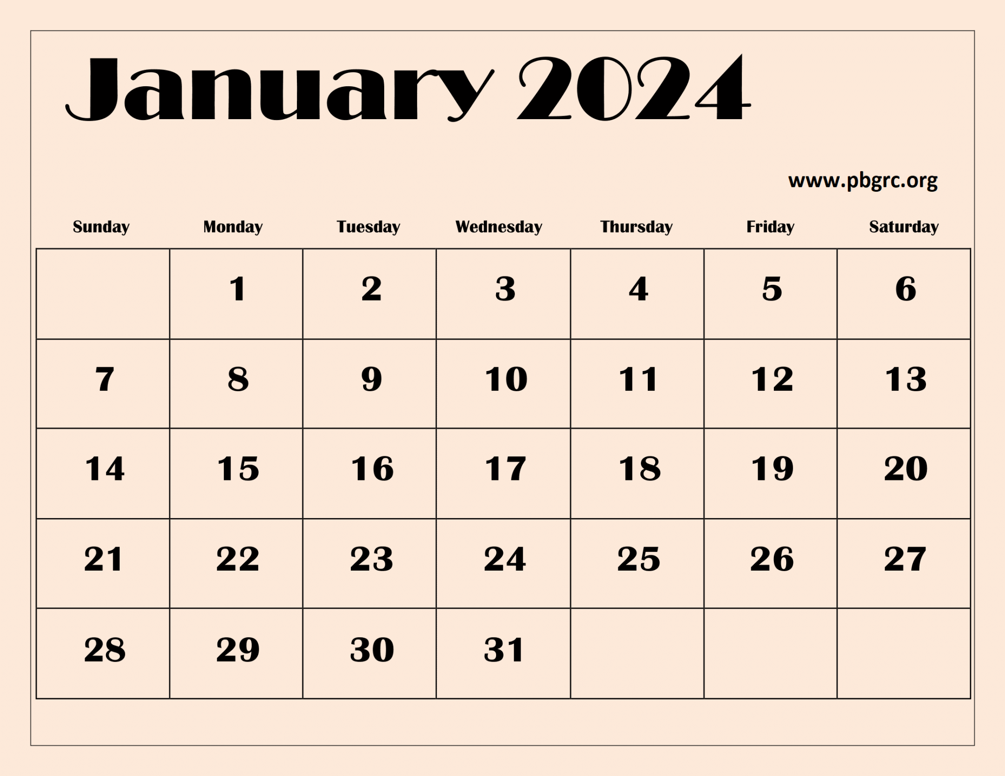 Cute January 2024 Calendar Floral Editable Template Designs