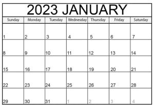 Blank January 2023 Calendar Template