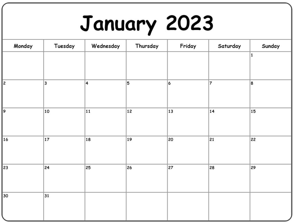 Free January 2023 Calendar Printable Templates