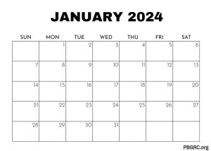 Blank January 2024 Calendar Template