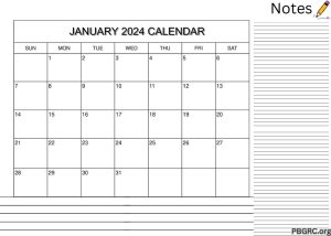 Blank January 2024 Calendar Template