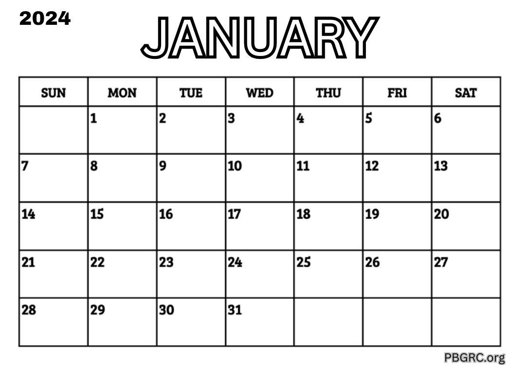 Blank January 2024 Calendar Template