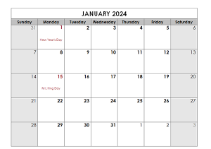 Free January 2024 Calendar Printable Templates