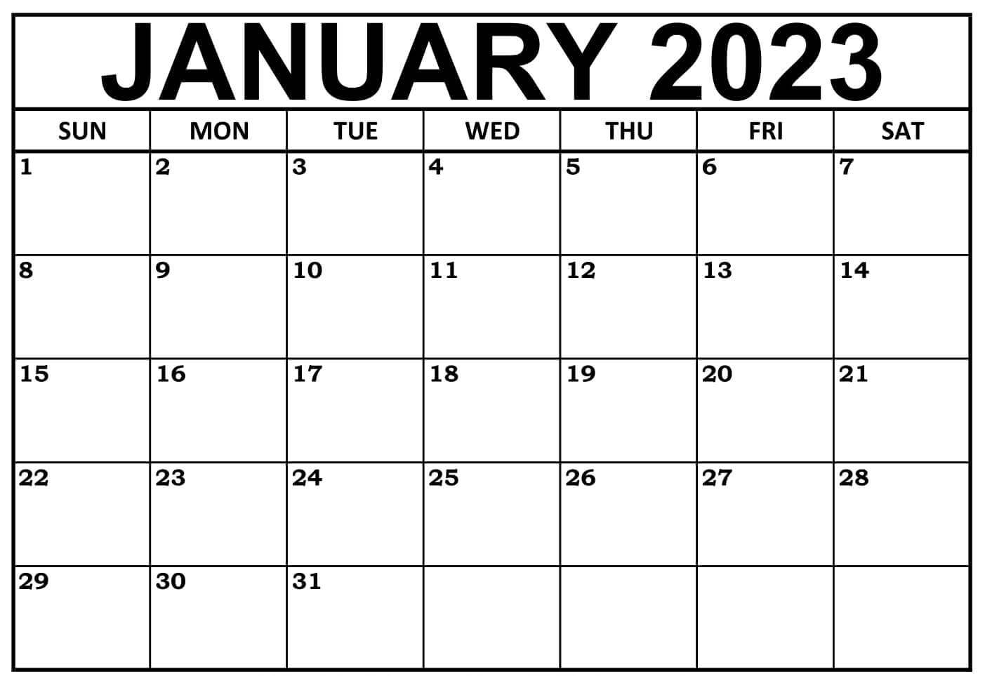 Free January 2023 Calendar Printable Templates