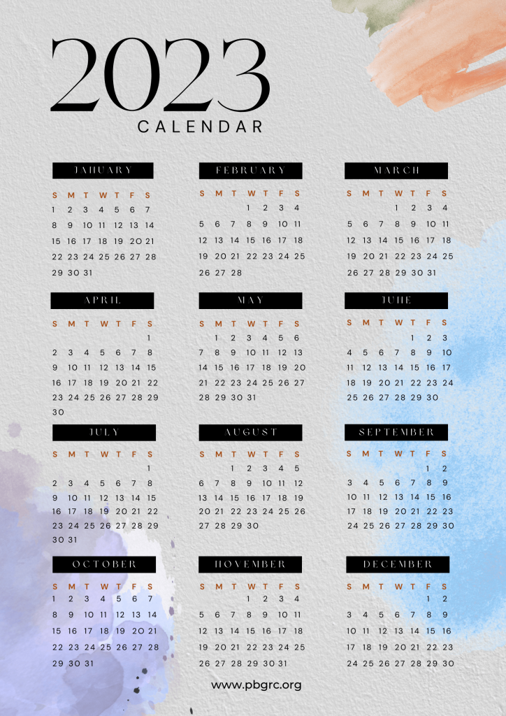 Free Printable 12 Month Calendar On One Page 2023