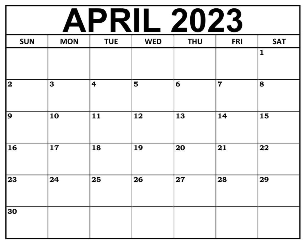 Printable April 2023 Calendar PDF, Word, Excel Formats