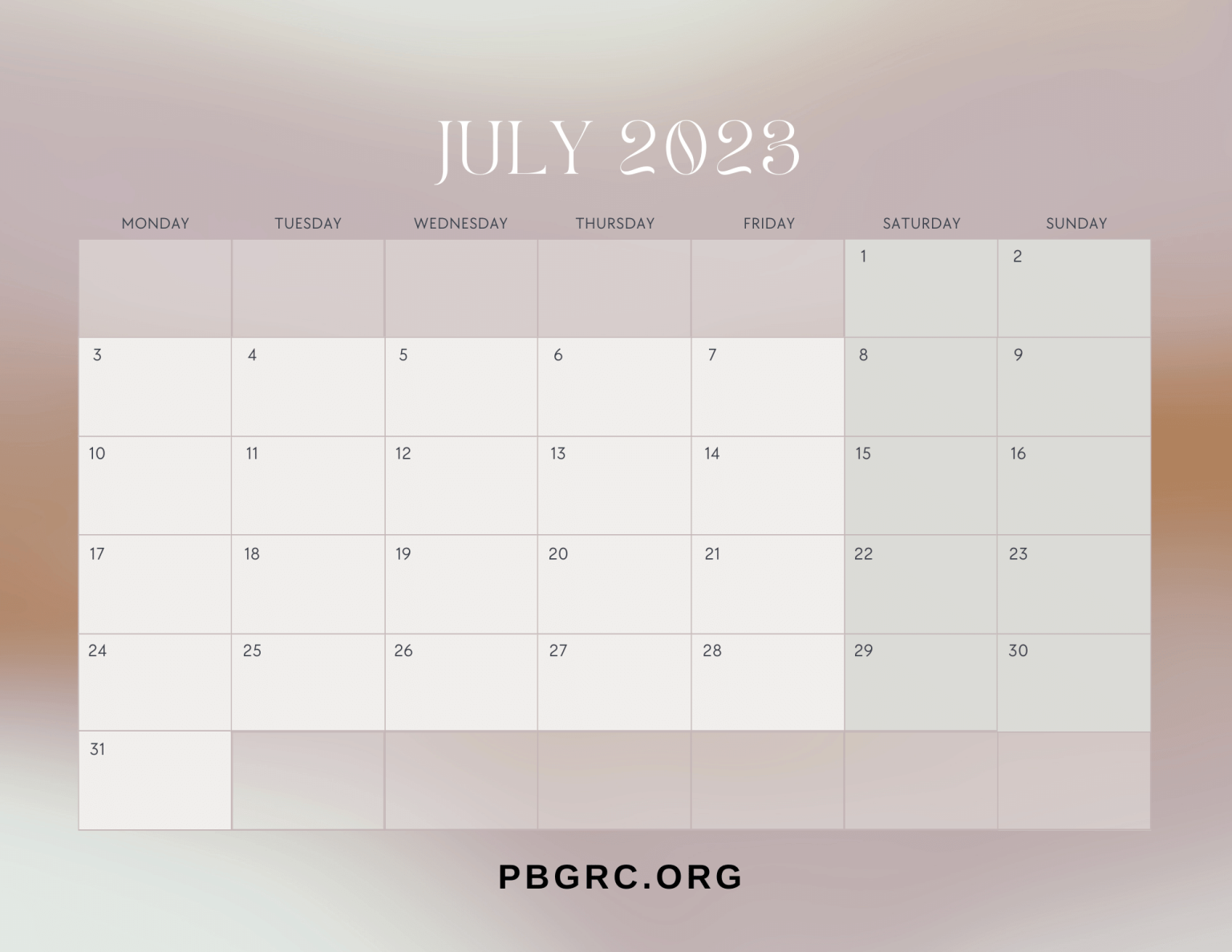 Printable July Calendar 2023 Template with Holidays