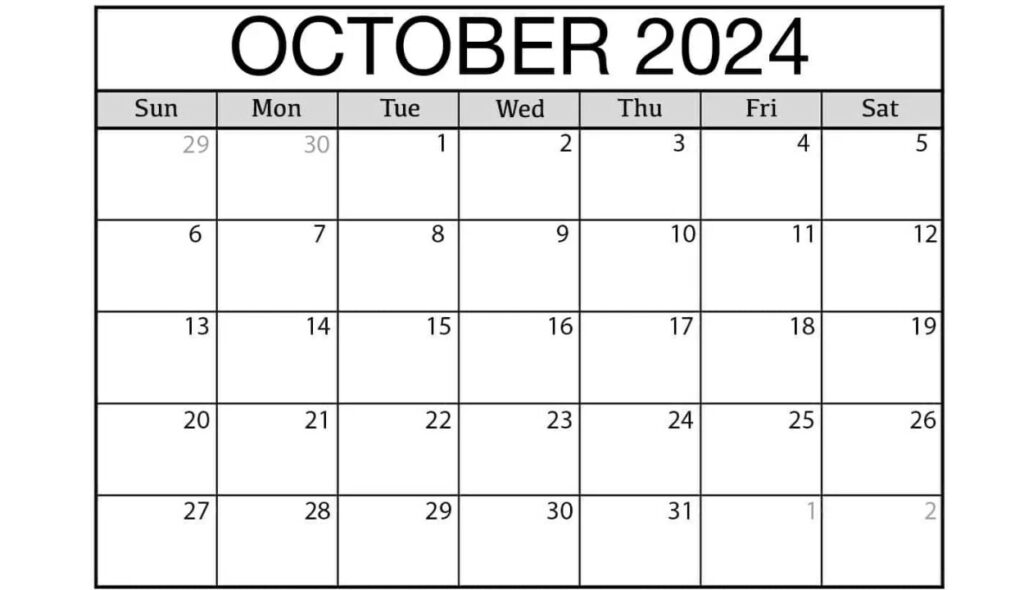 17+ Printable October 2024 Calendar Blank Templates - Free Download