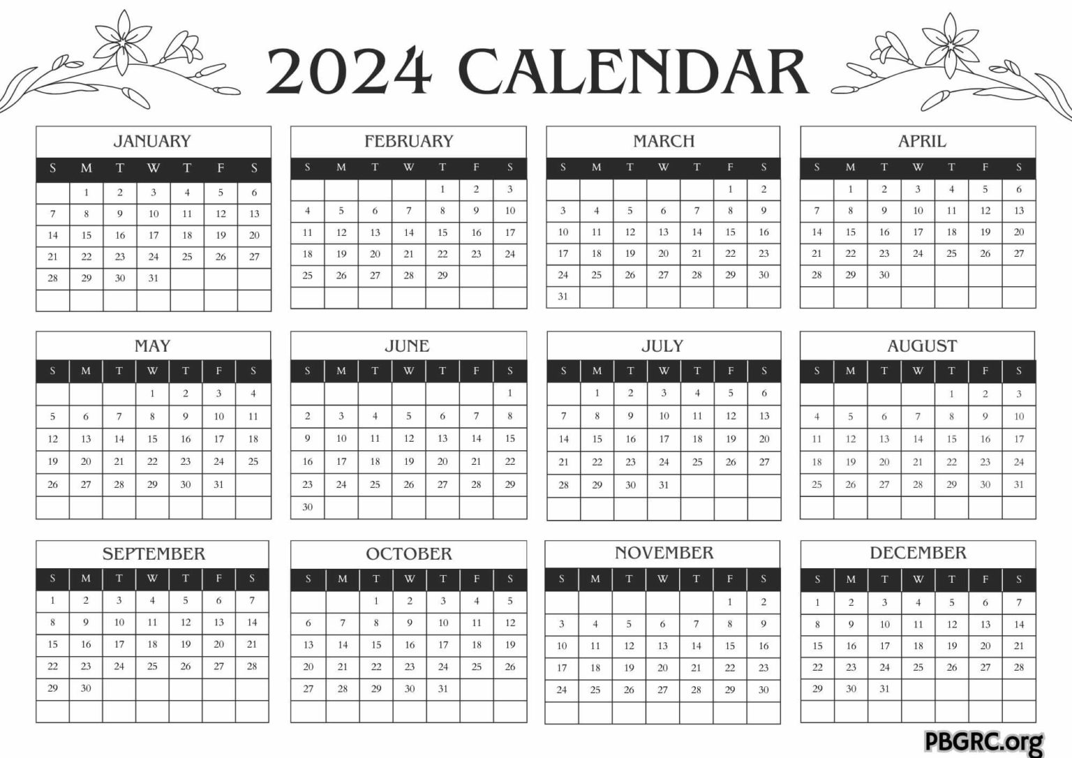 Free Printable 2024 Blank Calendar Template With Notes