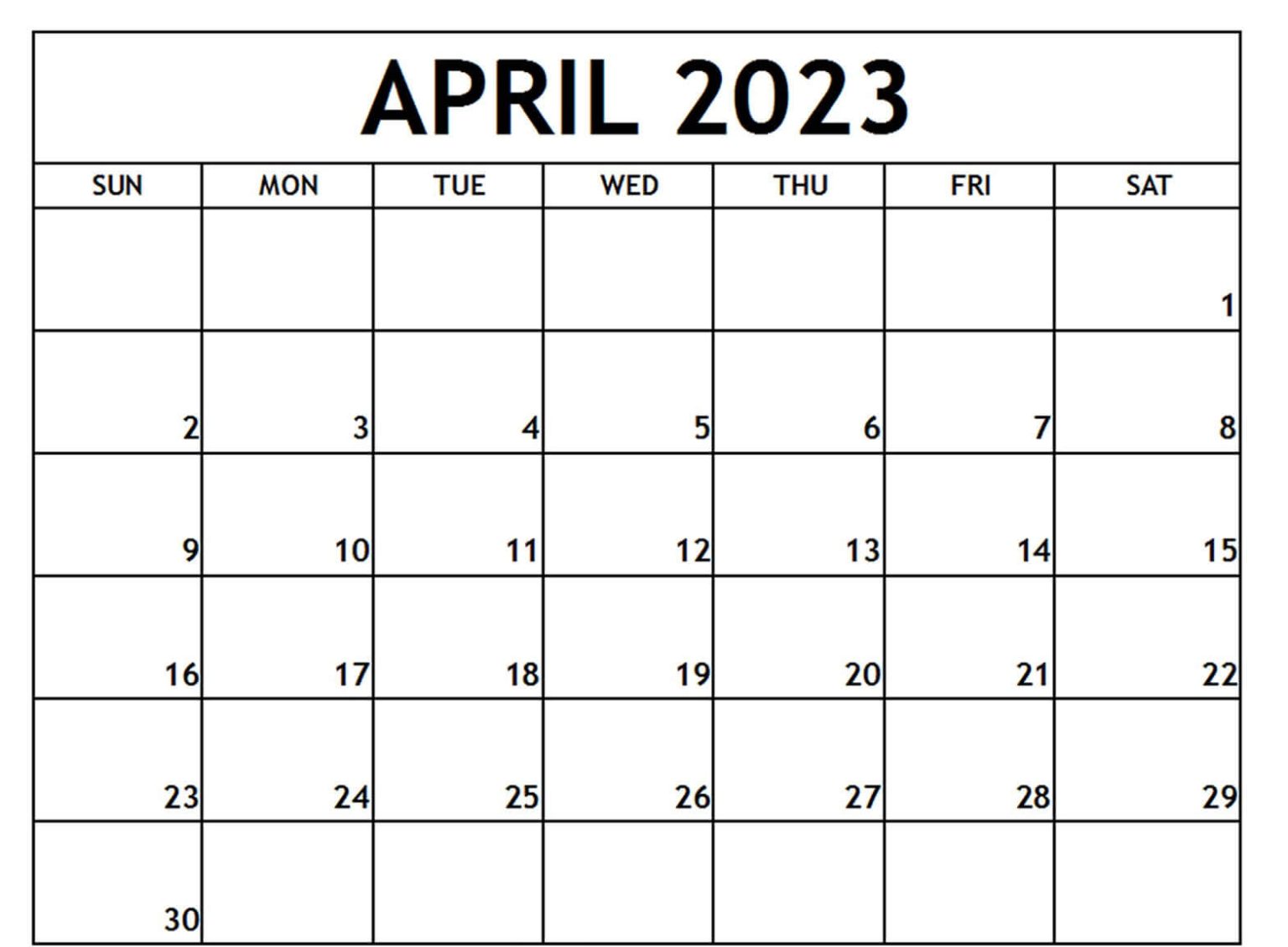 Printable April 2023 Calendar PDF, Word, Excel Formats