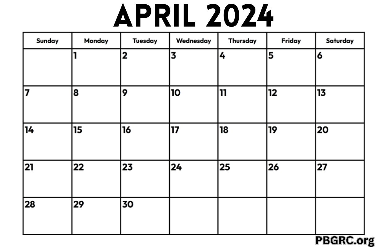 Printable April 2024 Calendar PDF, Word, Excel Formats