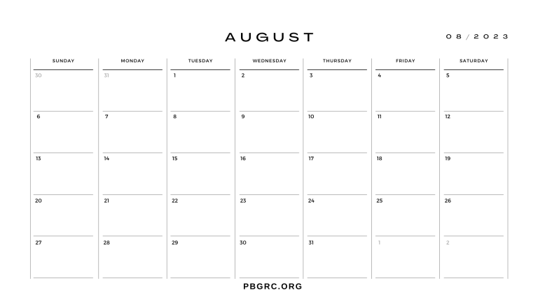 August 2023 Calendar Printable Templates with Holidays