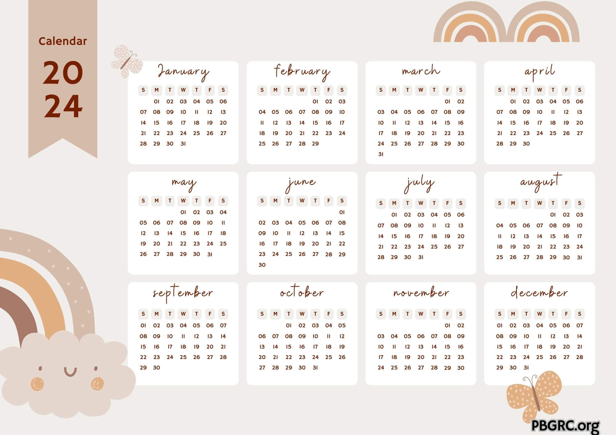 Free Printable 2024 Blank Calendar Template with Notes