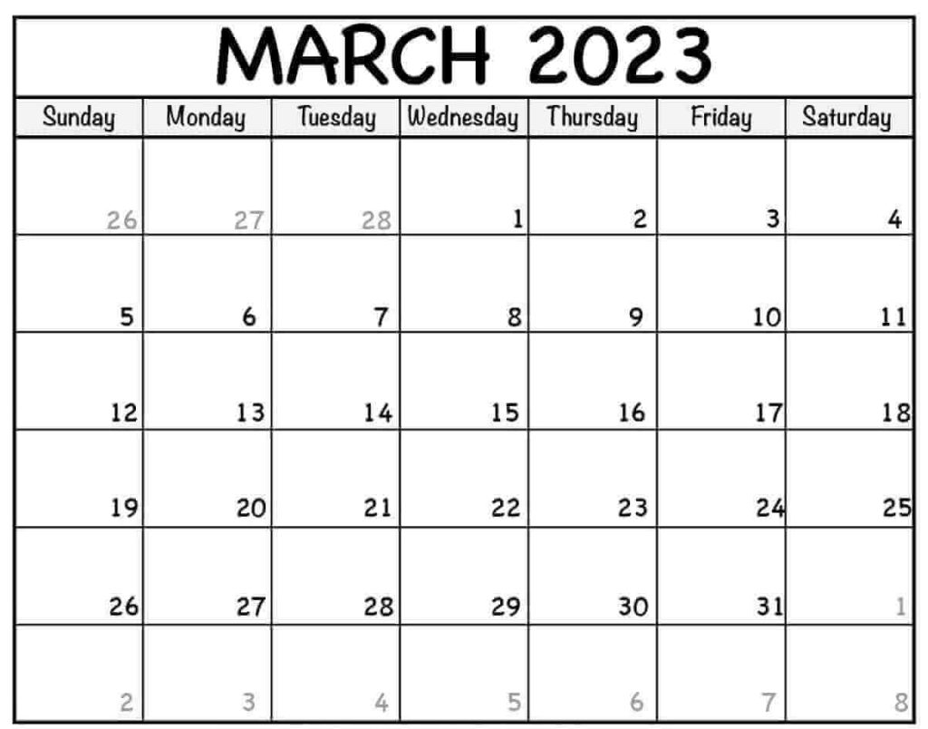 Free Editable March 2023 Calendar Templates