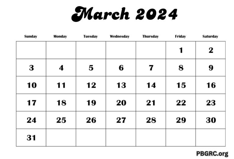 Blank March Calendar 2024 Templates