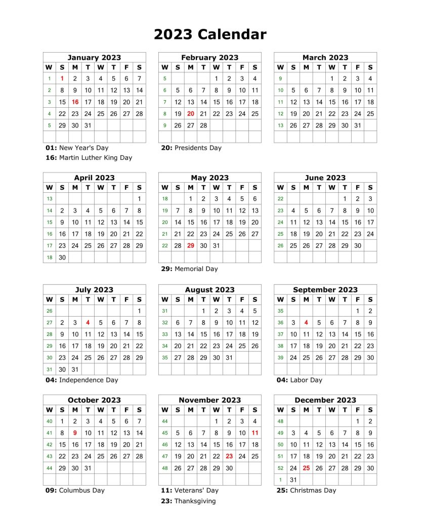 Free Printable 2023 Blank Calendar Template with Notes