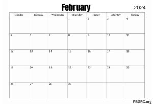 Blank February 2024 Calendar Templates