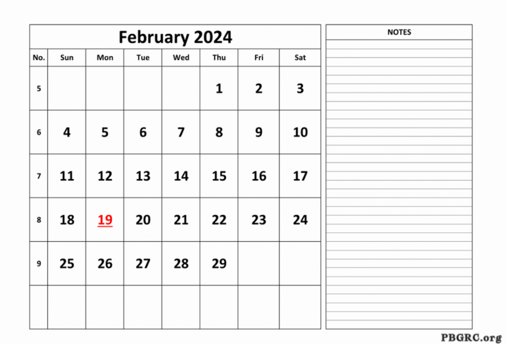 Fillable February 2024 Calendar Printable free