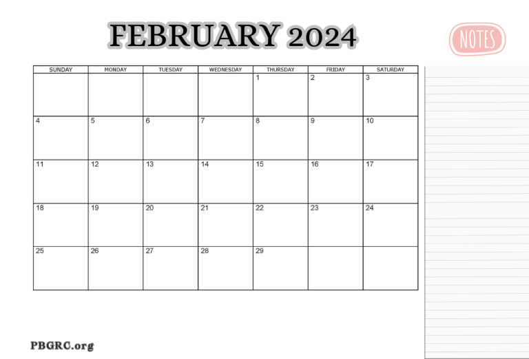 Blank February 2024 Calendar Templates