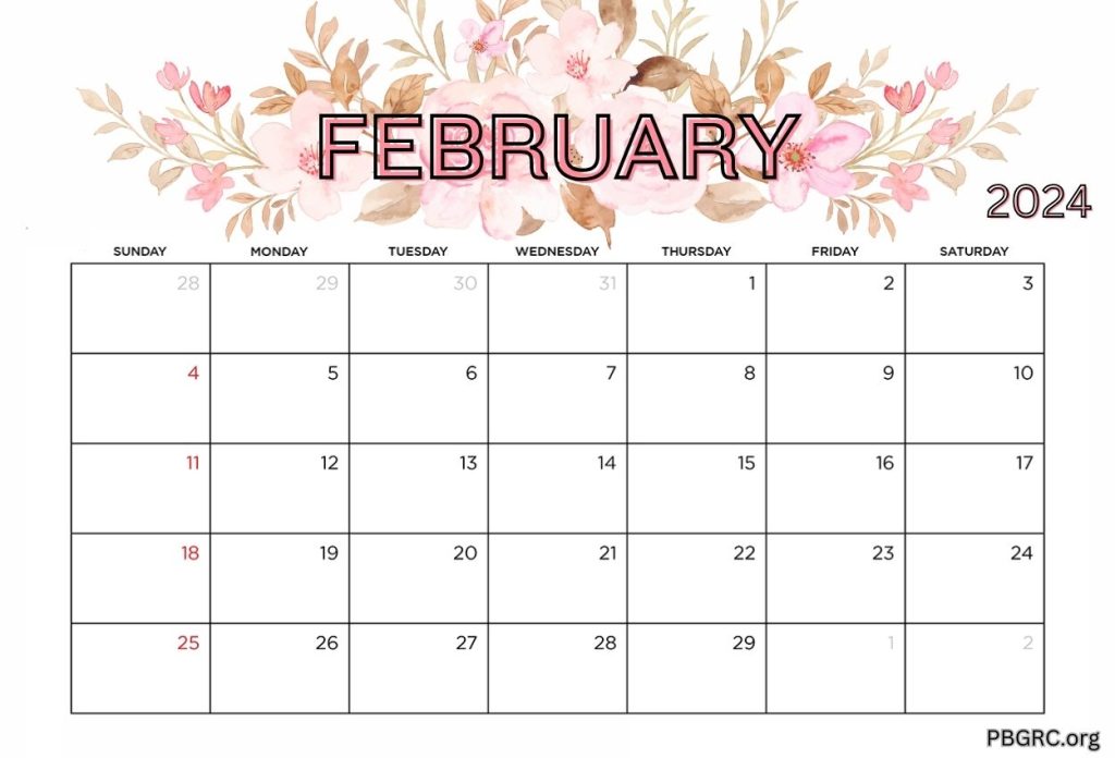 15+ Top Floral February 2024 Calendar Cute Wallpaper For Desktop, iPhone