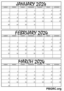 January February March Calendar 2024 Printable Template