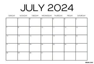 Printable July Calendar 2024 Template For Download