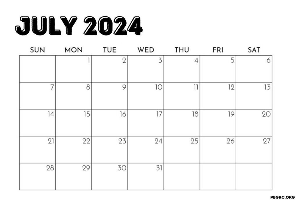 Printable July Calendar 2024 Template For Download