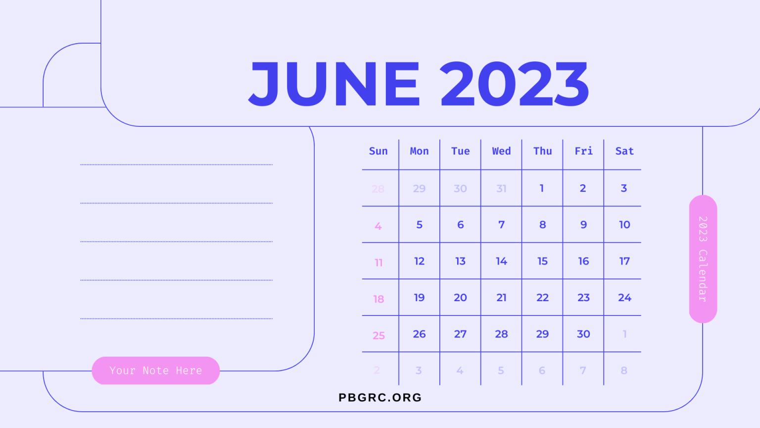 Free Printable June 2023 Calendar With Holidays Templates