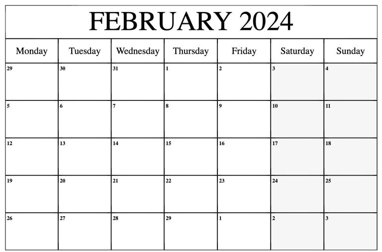 Free February 2023 Calendar Printable Template PDF, Word, Excel Formats
