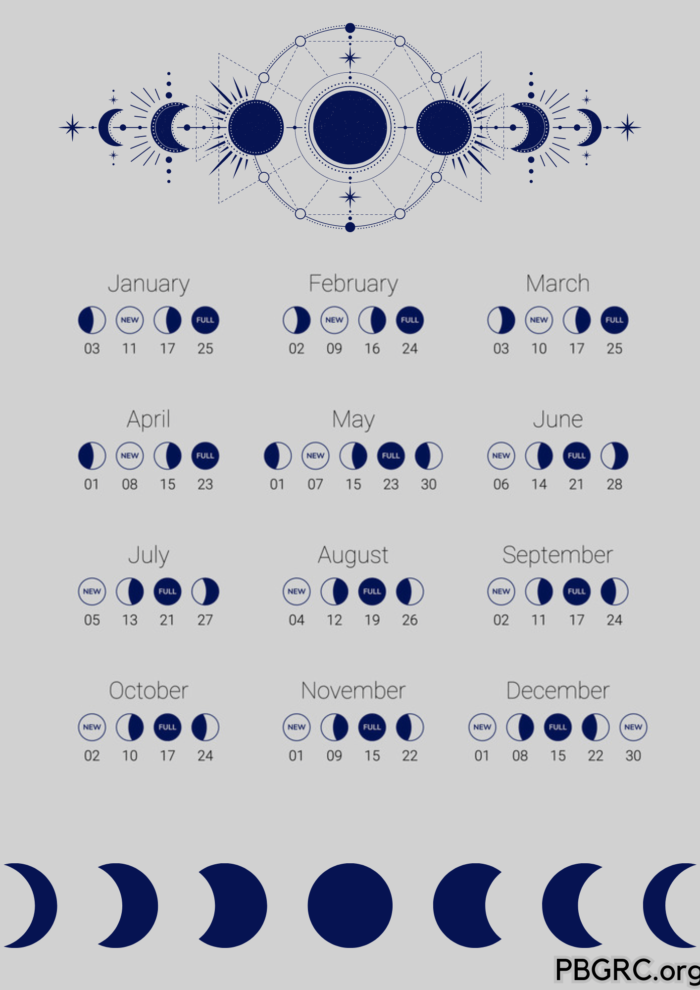 2024 Moon Phases Calendar With Dates And Time