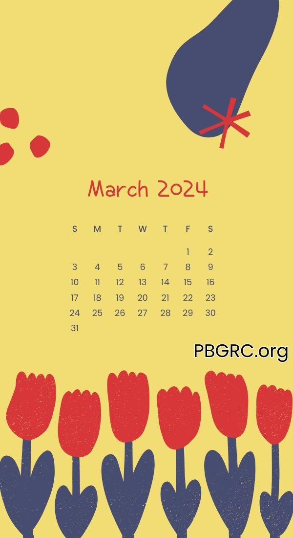 Cute March 2024 Calendar Floral Wallpaper HD
