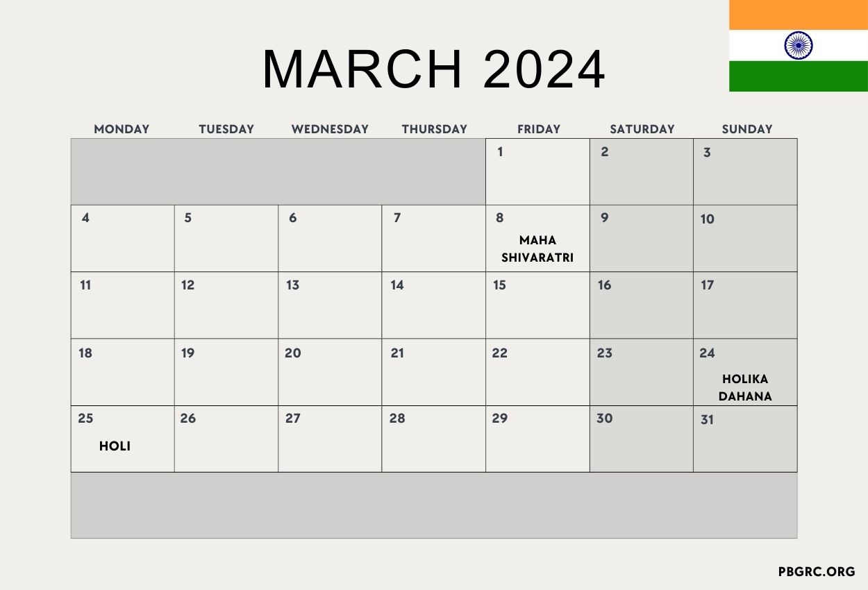 March 2024 Calendar with Holidays Templates