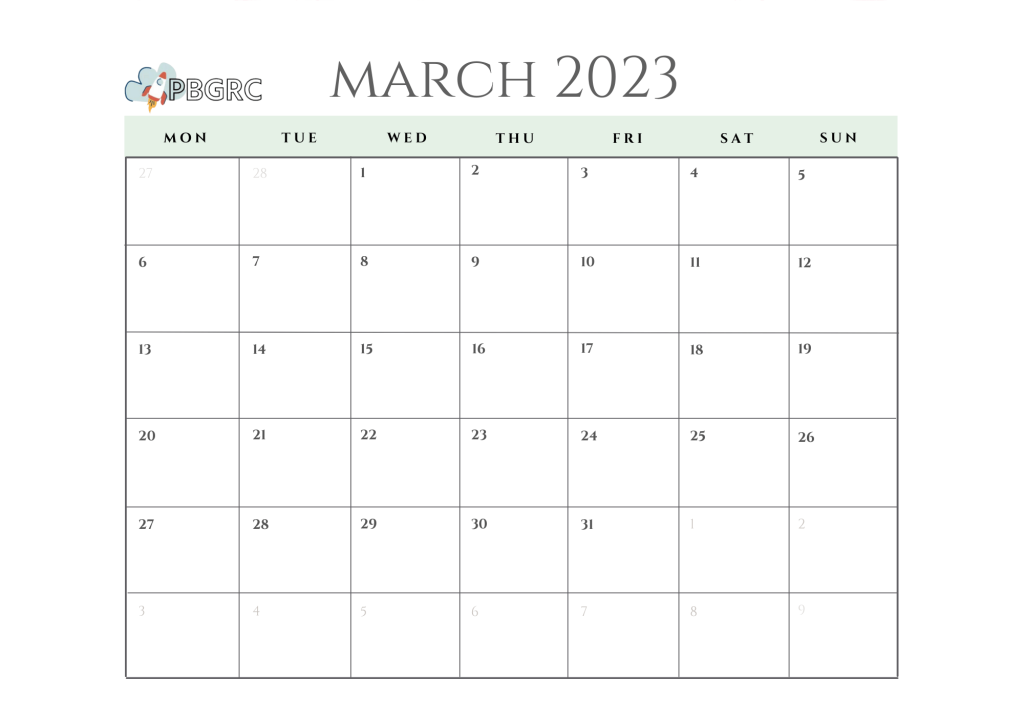 Blank March Calendar 2023 Templates