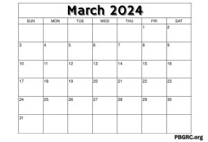 Blank March Calendar 2024 Templates