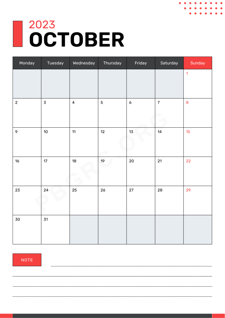 Printable October 2023 Calendar Templates with Holidays