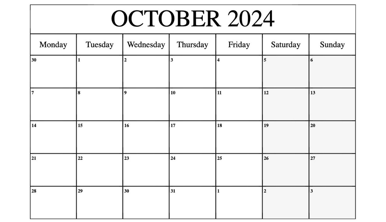 17+ Printable October 2024 Calendar Blank Templates - Free Download