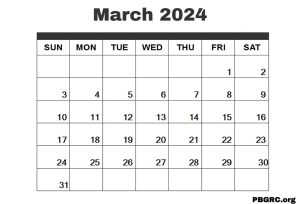 March 2024 Calendar Printable Template For Word, Excel And Pdf