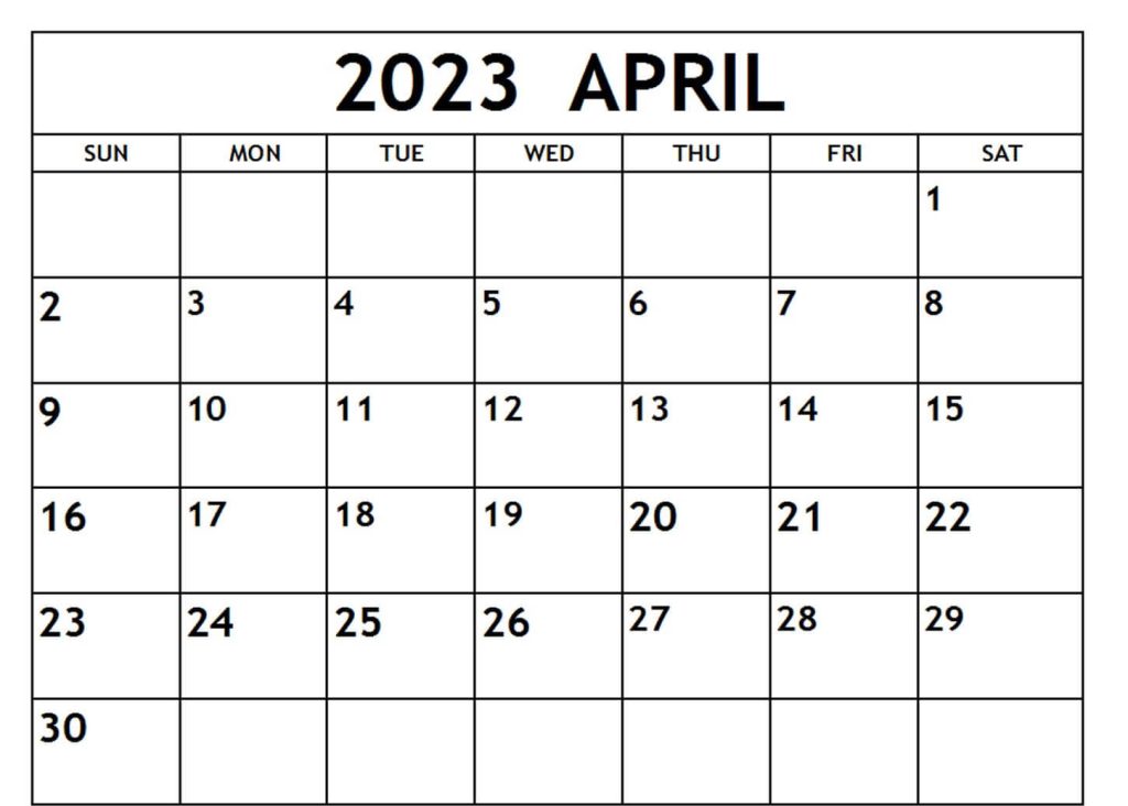 Printable April 2023 Calendar PDF, Word, Excel Formats