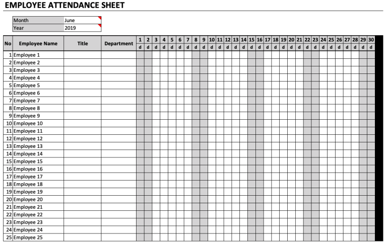 Free Printable Attendance Sheet Templates in PDF Word Excel [2024 ...