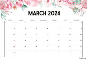 Cute March 2024 Calendar Floral Wallpaper Hd