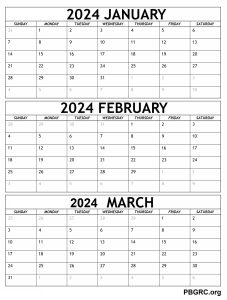 January February March Calendar 2024 Printable Template