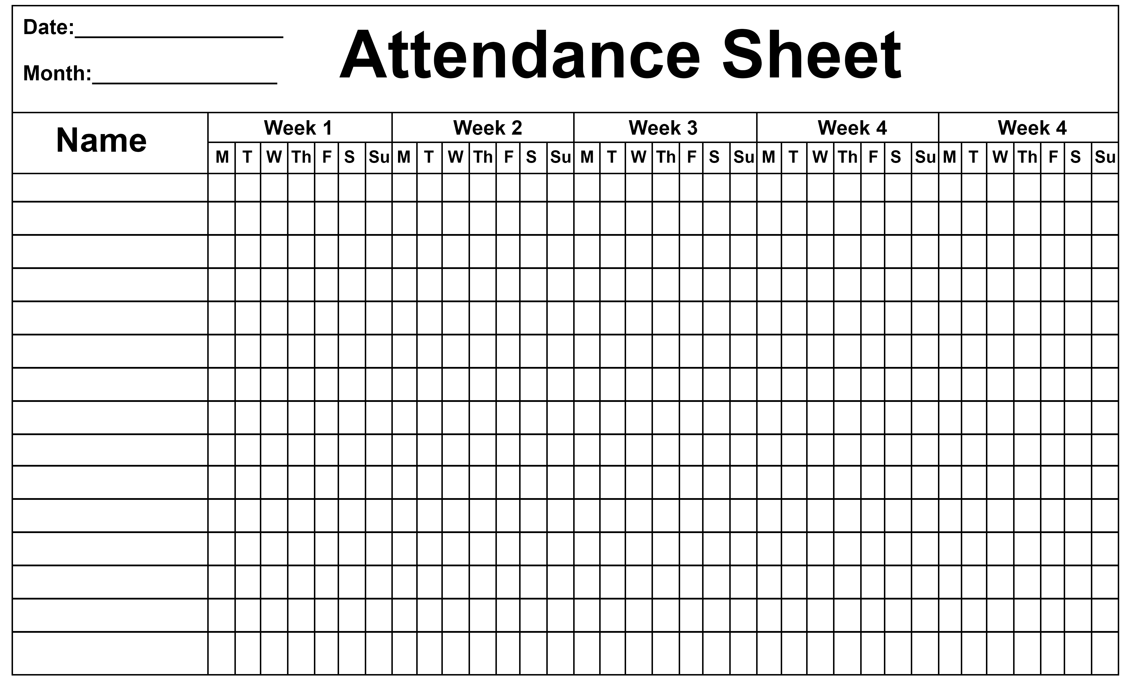 Free Printable Attendance Sheet Templates in PDF Word Excel 2024