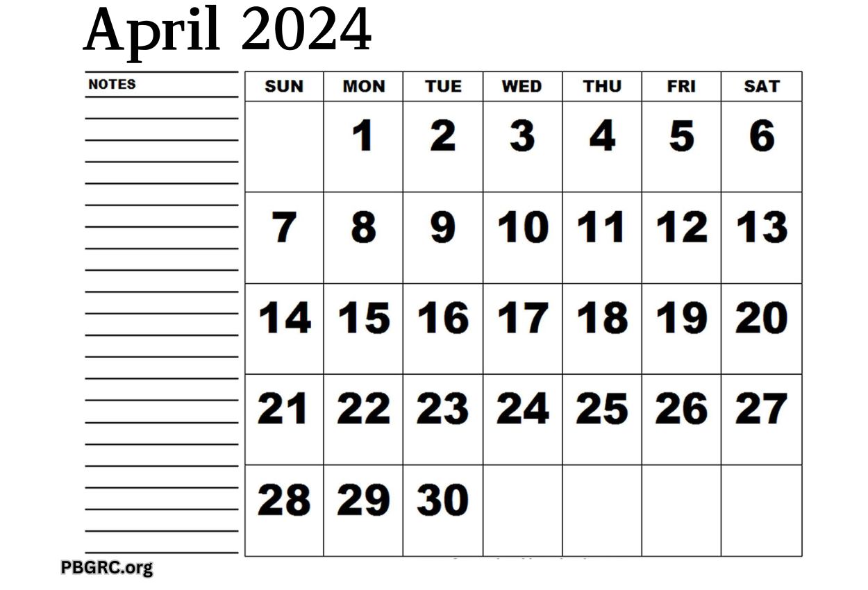 Fillable 2024 April Calendar Printable free