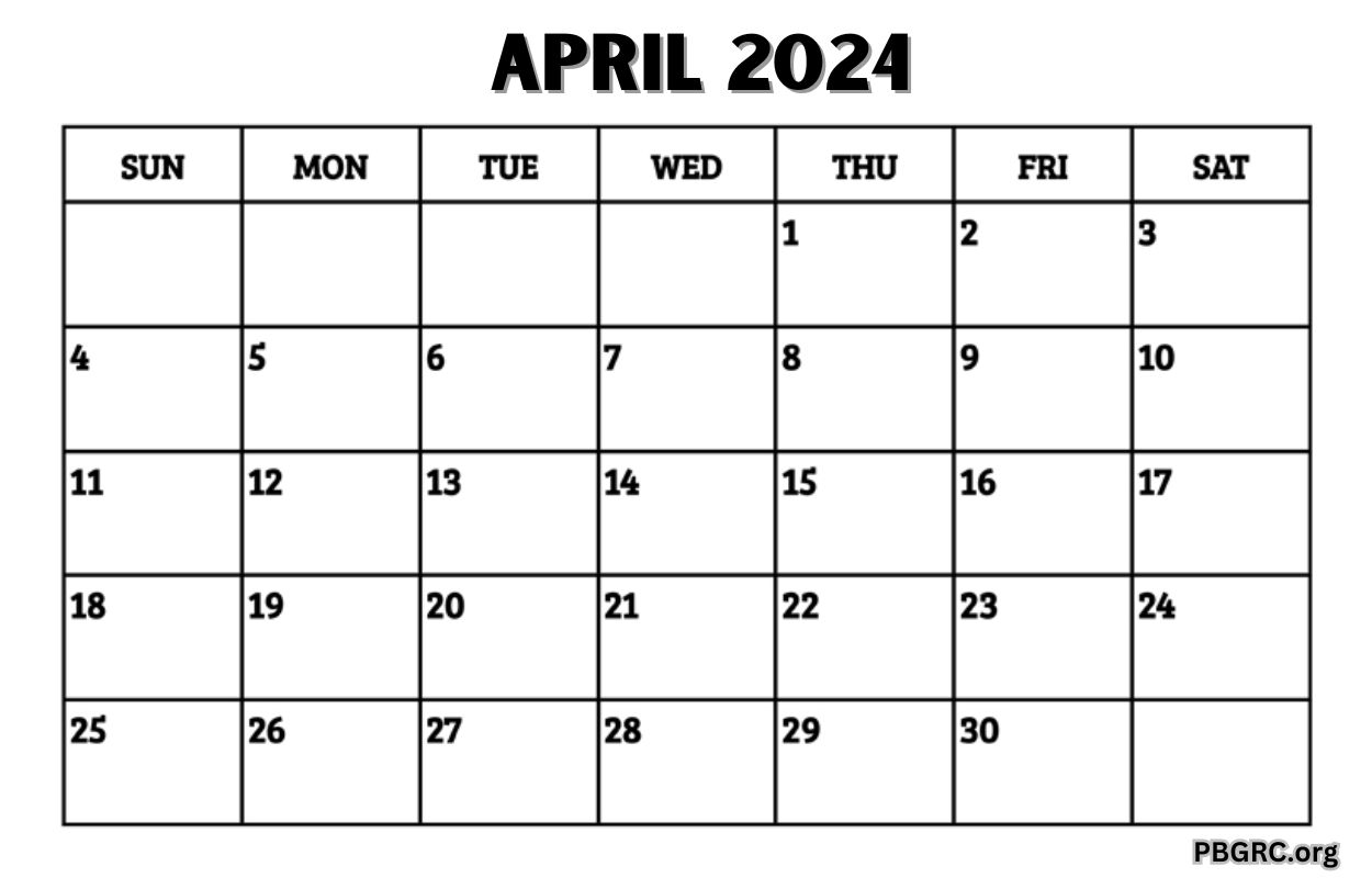 Free Blank April 2024 Calendar Templates For Print