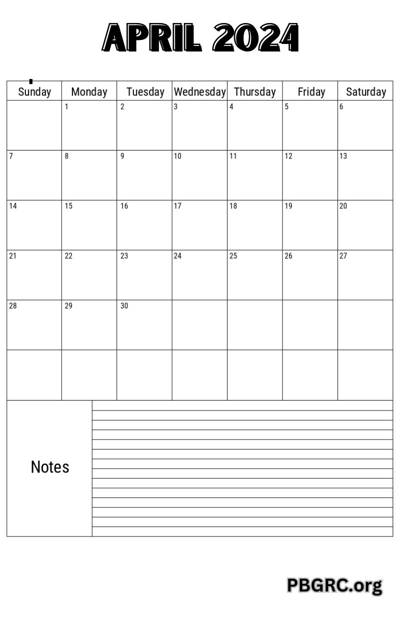 Fillable 2024 April Calendar Printable free