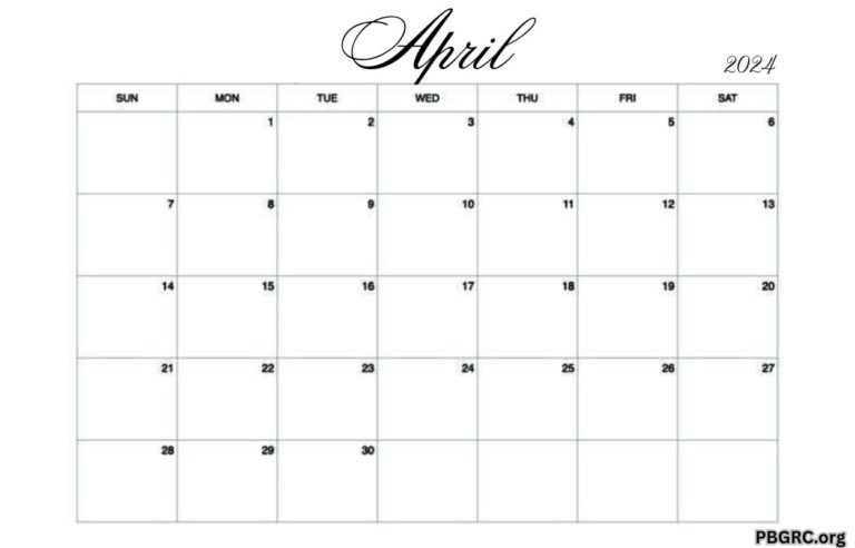 Free Blank April 2024 Calendar Templates For Print