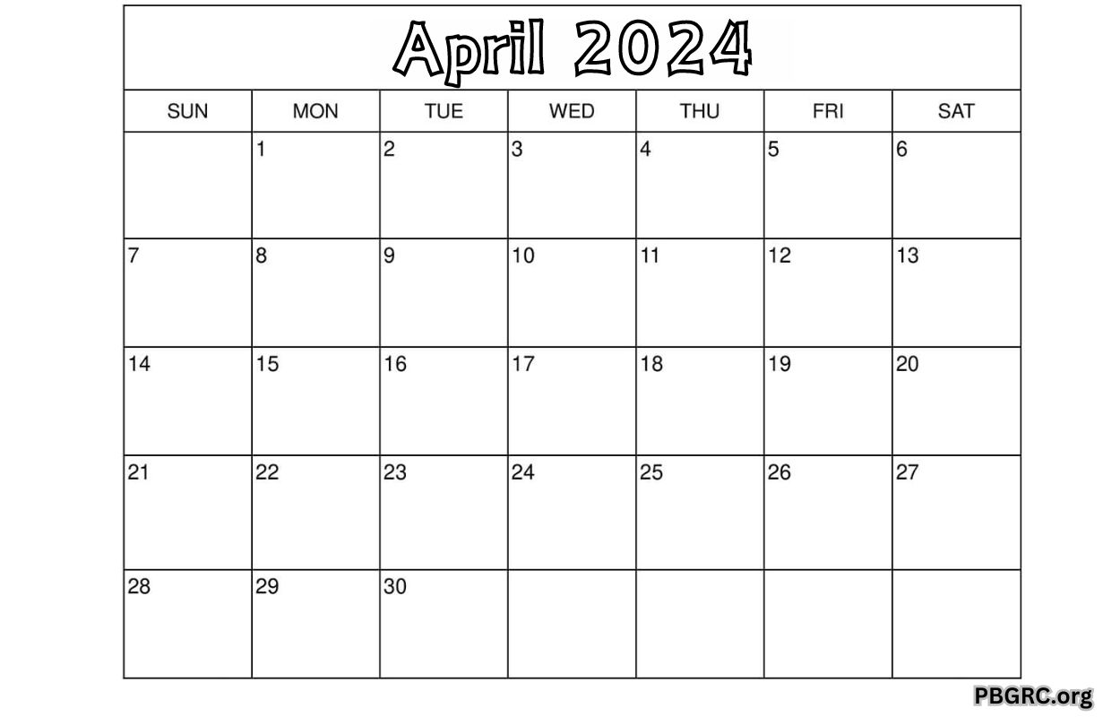 Free Blank April 2024 Calendar Templates For Print